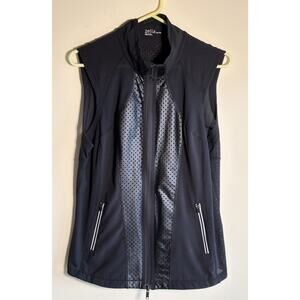 ZELLA Faux Leather Vest Black Mesh Women's Stretch Activewear XL
